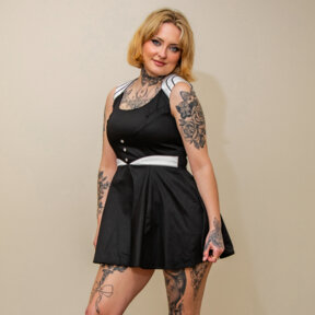 H&R London Empire Line Dress (Black/White)