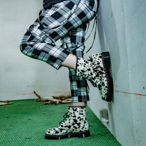 Dr Martens 1460 Bex Dalmatian Boots (Black/Cream)