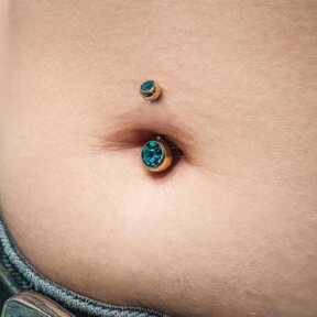 Navel Piercing | Plasma Gold Double Jewelled Navel Bar (Zircon)