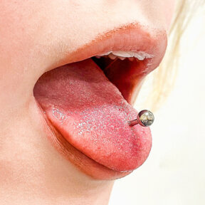 Tongue Piercing | Polished Titanium Barbell (Silver)