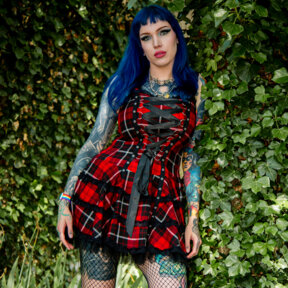 Hell Bunny Harley Tartan Dress (Red)
