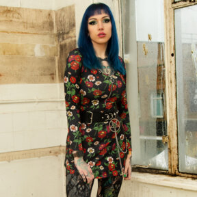 Jawbreaker Flower Skull Mini Dress