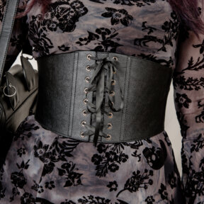 Blue Banana Laces Wide Waist Belt (Black)