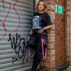 Banned Strappy Paxt Trousers (Black/Pink)