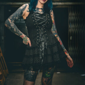 Hell Bunny Harley Pinstripe Dress (Black)