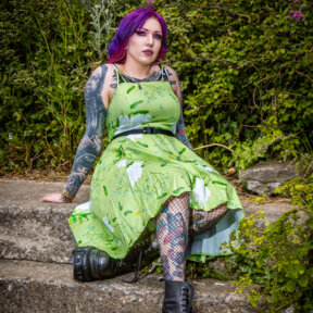 Bleeding Heart Belted Strap Dress (Green)