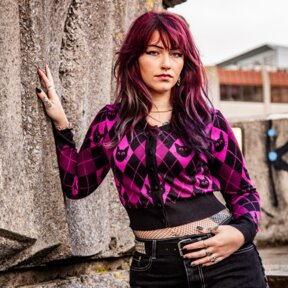 Jawbreaker Cat Cardigan (Black/Pink)