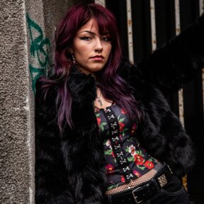 Blue Banana Faux Fur Coat & Jawbreaker Skull Top