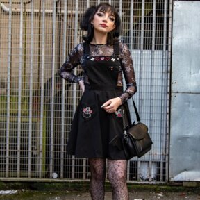 Hell Bunny Cupid Pinafore Dress (Black)