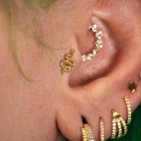 Tragus Piercing - Gold Snake Threadless Top