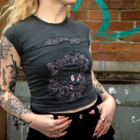 Ed Hardy Floral Skull T-Shirt (Black)