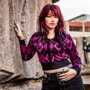 Jawbreaker Cat Cardigan (Purple/Black)