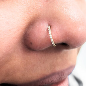 Nostril Piercing | 14K Gold Hinged Segment Ring