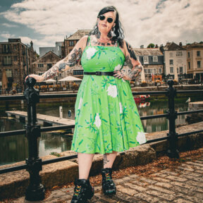 Bleeding Heart Belted Strap Dress (Green)