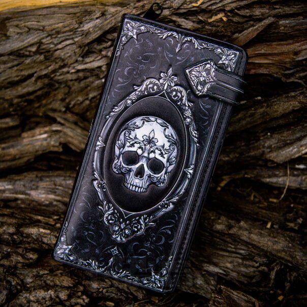 Nemesis Now Gotischer Barock-Totenkopf Geprägt Geldbeutel (Schwarz) | Blue Banana