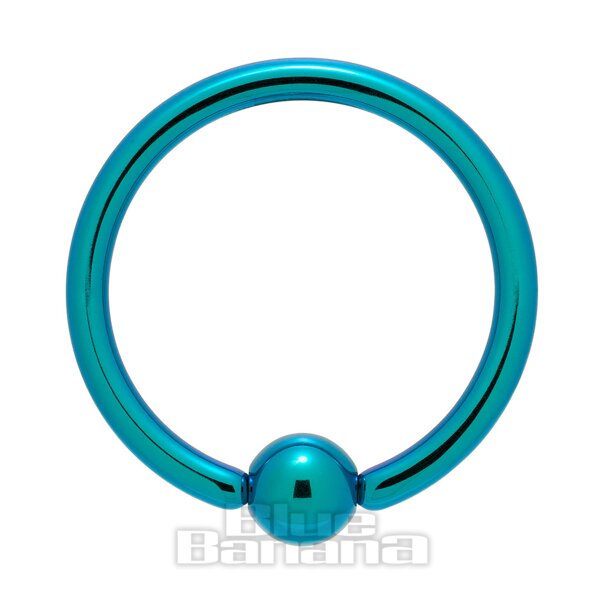 Anillo BCR de titanio color azul plátano (turquesa) | Joyería para piercings corporales