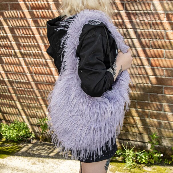 Blue Banana Long Fur Bag (Lilac) | Alternative Accessories