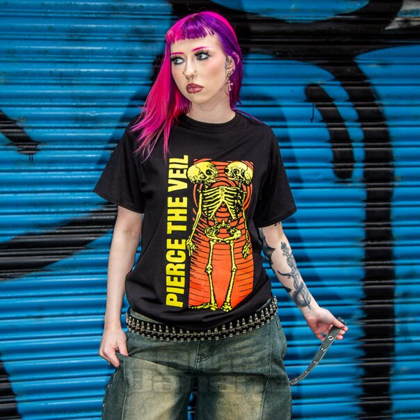 Pierce The Veil Scheletro Ondulato Maglietta (Nero) | Merchandising della band IT