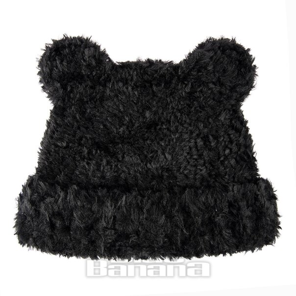 Blue Banana Knitted Ears Hat (Black) | Blue Banana