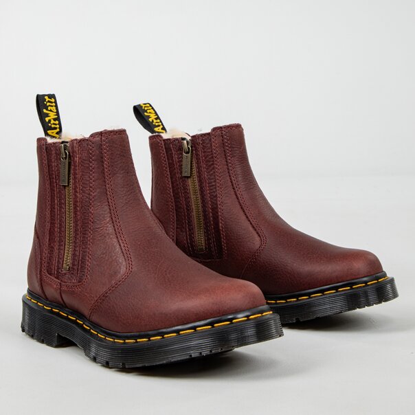 Dr Martens Chelsea 2976 Alyson Zip Grizzly Boots (Cherry) | Autumnal Dr Martens