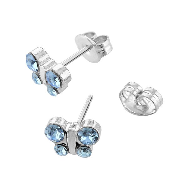 Studex Stainless Steel Aqua Butterfly March Earrings | Ear Piercing Studs
