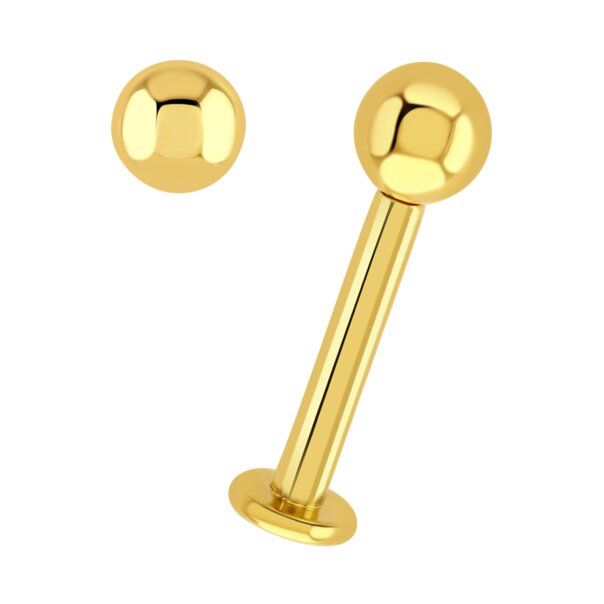 Labret Blue Banana Plasma Gold con rosca interna (Oro) | Joyería para piercings de labret