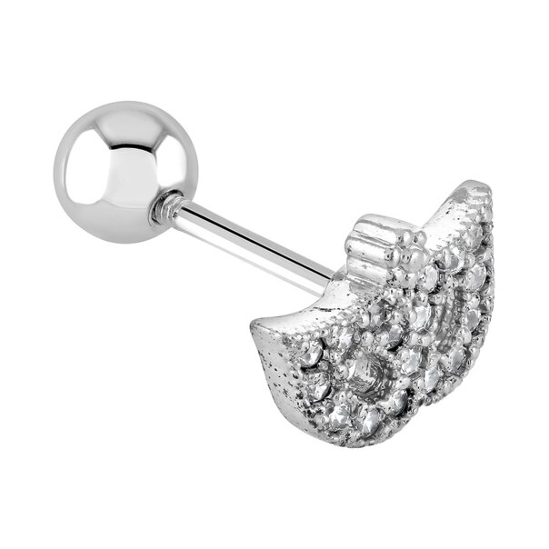 Surgical Steel 1.0mm Silver Mask Tragus Stud, Cartilage Earring