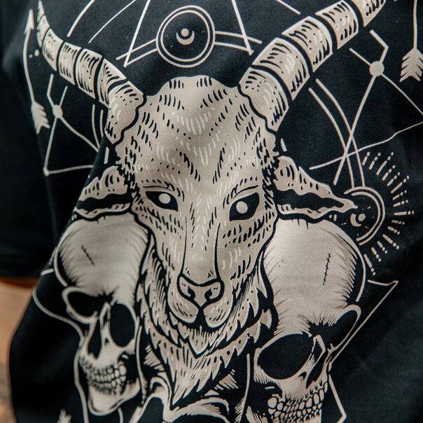 Blue Banana Ram & Skulls T-Shirt (Black) | Printed T-Shirts