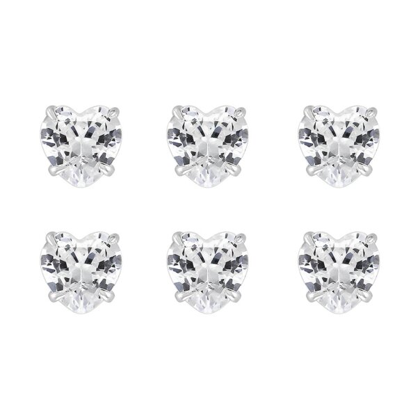 Blue Banana Sterling Silver 2.5mm/3mm Hearts Nose Studs (6 Pack) | Blue Banana