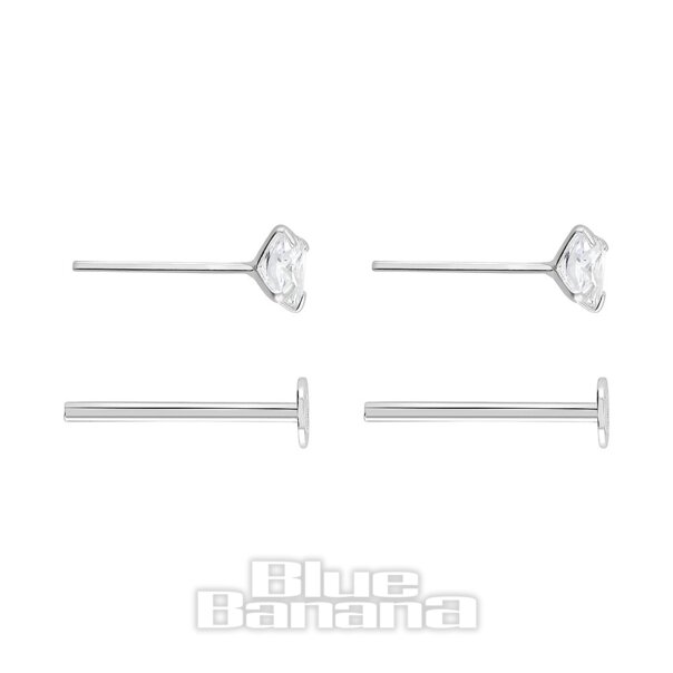 Blue Banana Quadratischer 3-Mm-Kristall Aus Sterlingsilber Fadenlose Labrets (2Er-Pack) | Blue Banana
