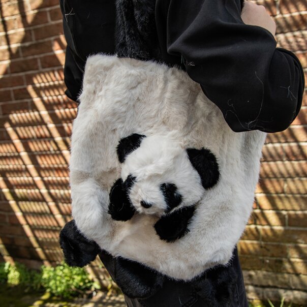 Blue Banana Fluffy Panda Bag (Black/White) | Alternative Accessories