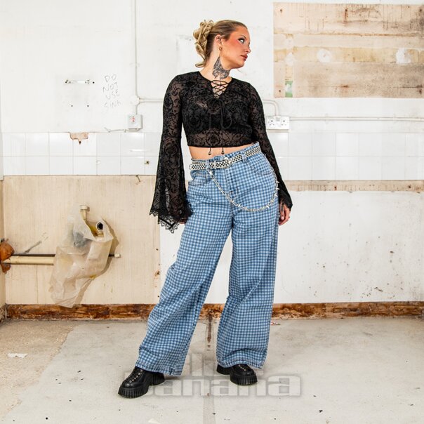 The Ragged Priest Gingham Jeans (Blue) | Alternative Fashion, Goth Clothing
