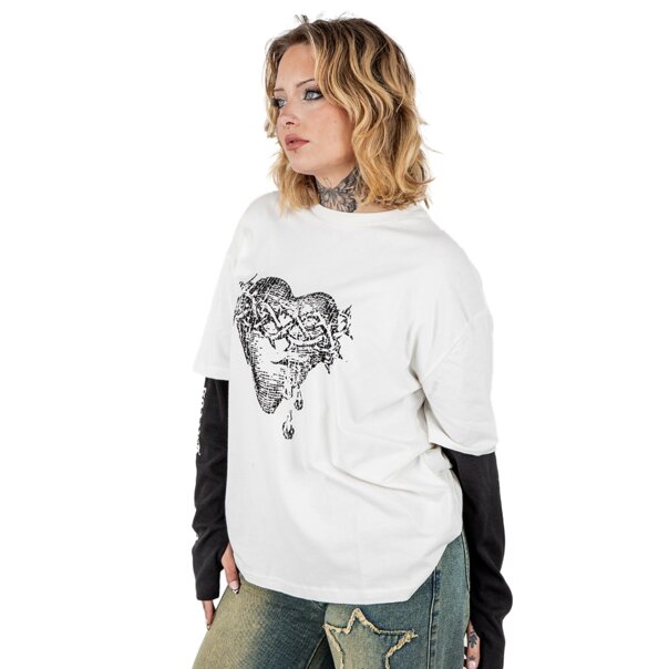 The Ragged Priest Bypass Top (Cream & Black) | Alternative Autumn Clothing