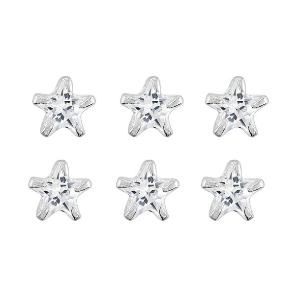 Blue Banana Sterling Silver 2.5mm Crystal Star  Nose Studs (6 Pack) | Blue Banana