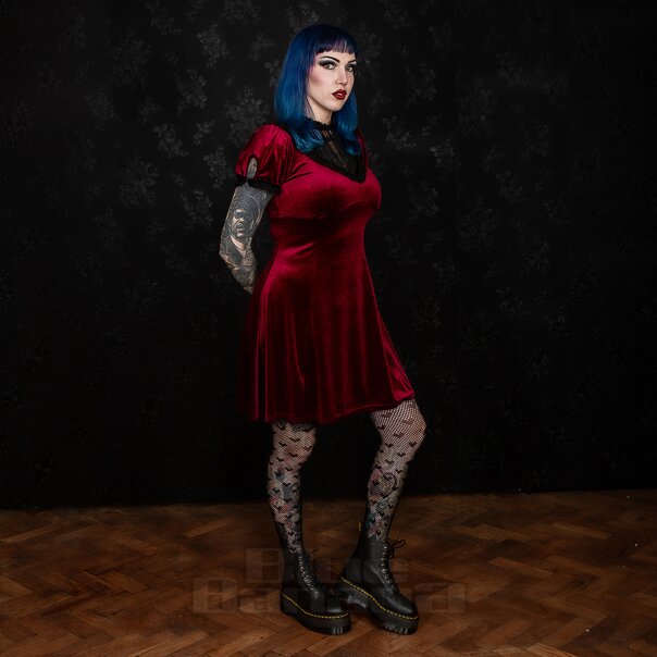 Hell Bunny Mourning Dress (Burgundy) | Blue Banana