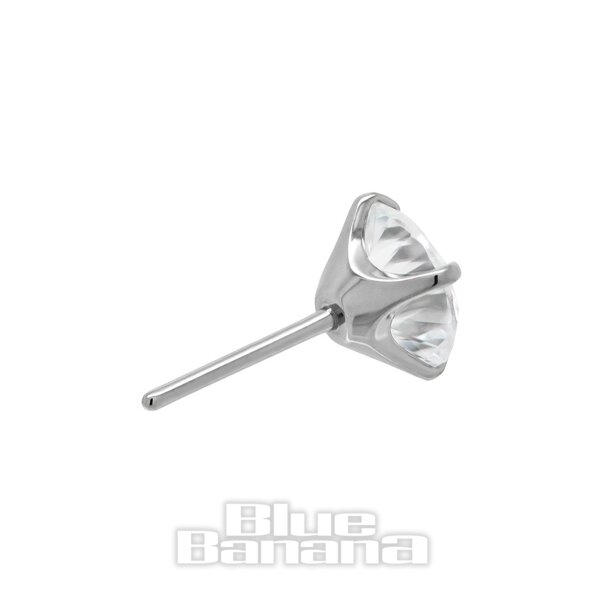 Blue Banana Titanium Lab Diamond 4mm Threadless Top (Silver) | Blue Banana Piercing