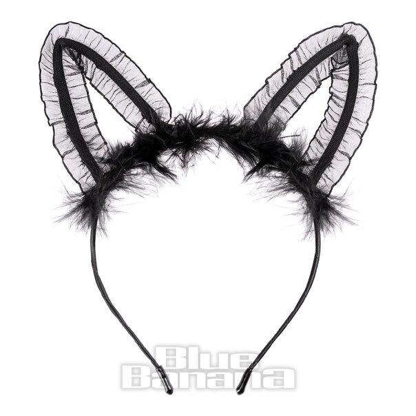 Serre-tête oreilles en dentelle Blue Banana Big Lace (noir) | Accessoires alternatifs