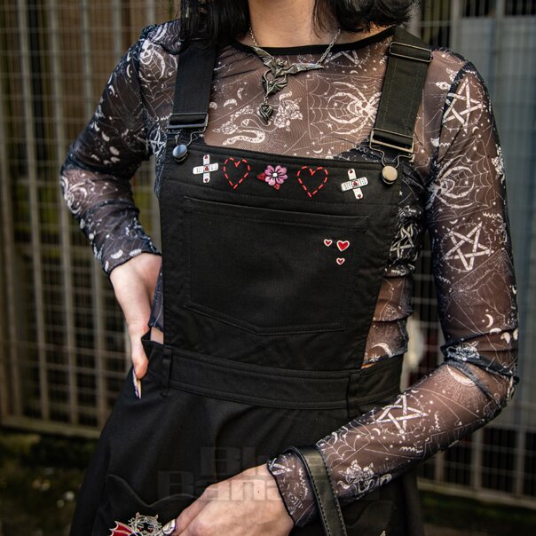 Hell Bunny Cupid Pinafore Dress (Black) | Alternative Pinafore Dresses