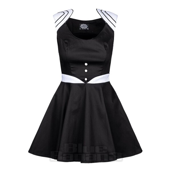 H&R London Empire Line Dress (Black/White) | Vintage Mini Dresses