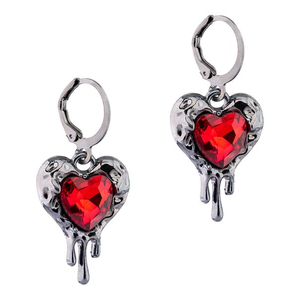 Boucles d'oreilles Cœur Saignant Blue Banana - Argent/Rouge