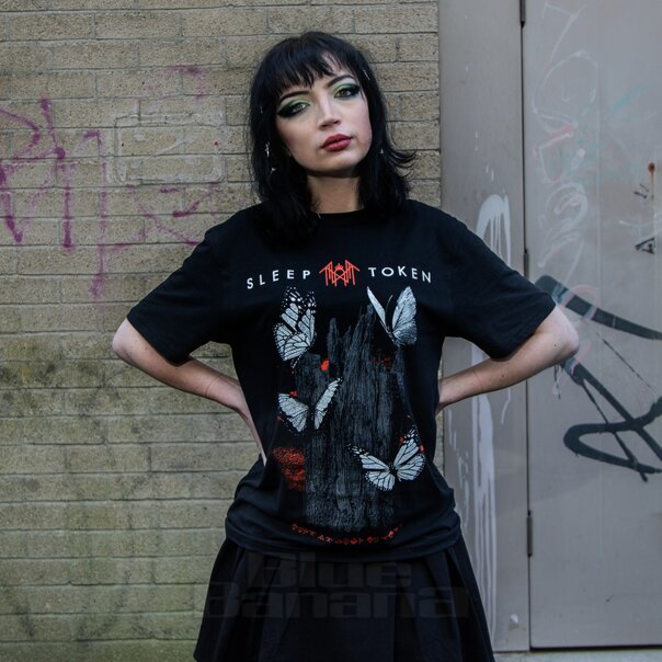 Sleep Token Schmetterlinge T-Shirt (Schwarz) | Blue Banana