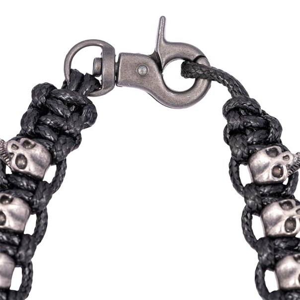 Collar con cordón y calavera de plátano azul (negro) | Accesorios alternativos