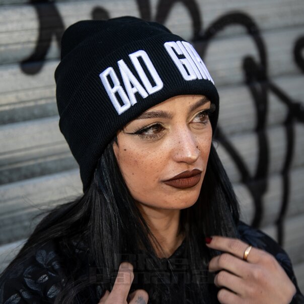 Bad Girl Beanie Hat, Black Gothic Headwear | Blue Banana UK