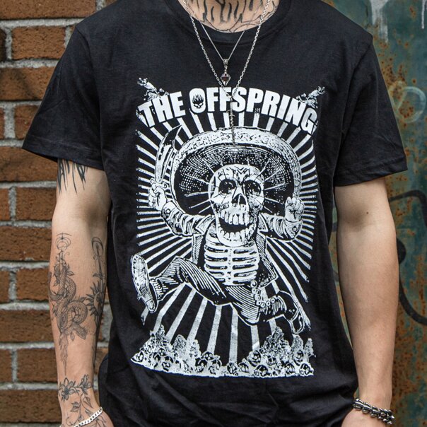 Offiziell The Offspring Jumping Skeleton T-Shirt (Schwarz) | Blue Banana