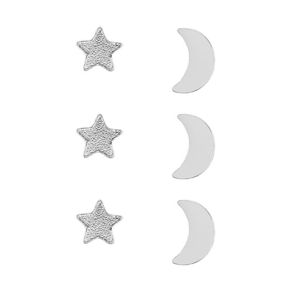 Blue Banana Sterling Silver Moon & Star Nose Studs (6 Pack) | Blue Banana