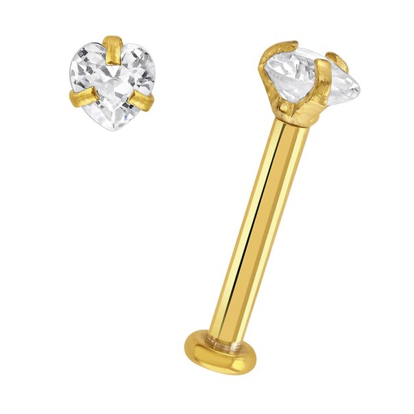 Plasma Gold 1.2 x 8mm Crystal Labret 3 Pack | Lip & Ear Jewellery