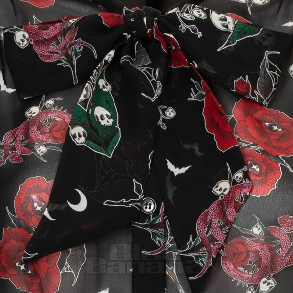 Hell Bunny Blooming Elle Blouse (Black) | Blue Banana