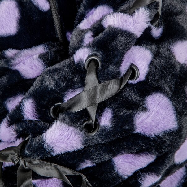 Banned Nanami Kawaii Hearts Hoodie (Black/Purple) | Blue Banana