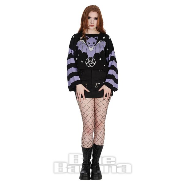 Banned Kamiko Bat Cropped Jumper (Purple) | Blue Banana