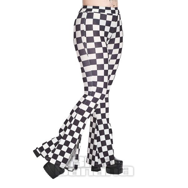 Banned Black & White Check Flare Leggings | Alternative Clothing